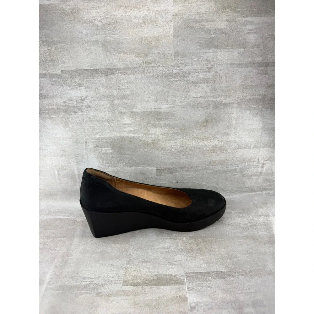 Vionic Sereno Women Black Wedge Pumps Round Toe Orthotic Comfort Shoes Size 8.5